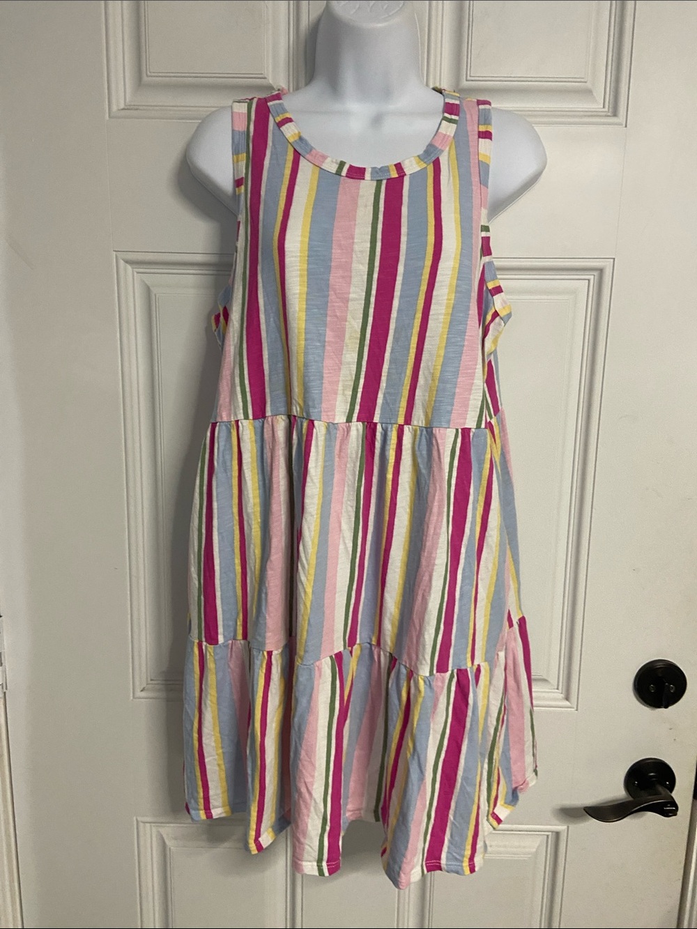 T42a- GAP Pastel Striped BABYDOLL Tank Dress